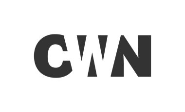 CWN logo tasarımı. İlk harf C W N kalın yazı tipi teknoloji girişimleri, danışmanlık, kurumsal markalaşma. Yaratıcı şirket adı, manşet başlıkları tipografi kimliği, moda logoti tipi. Vektör illüstrasyonu.