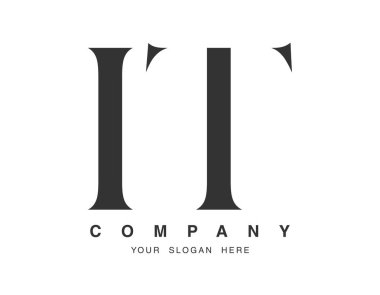 IT logo tasarımı. İlk harf i ve t serif yazı tipi. Yaratıcı klasik şirket adı tipografi. Moda logoti ya da kimlik. Vektör illüstrasyonu.