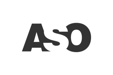 ASO logo tasarımı. İlk harf A S O kalın yazı tipi. Teknoloji girişimleri, danışmanlık, kurumsal markalaşma için. Yaratıcı şirket adı, manşet başlıkları tipografi kimliği, moda logoti tipi. Vektör illüstrasyonu.