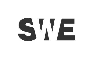 SWE logo tasarımı. İlk harf S W E kalın yazı tipi teknoloji girişimleri, danışmanlık, kurumsal markalaşma. Yaratıcı şirket adı, manşet başlıkları tipografi kimliği, moda logoti tipi. Vektör illüstrasyonu.