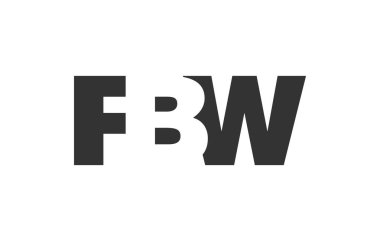 FBW logo tasarımı. İlk harf F B W kalın yazı tipi teknoloji girişimleri, danışmanlık, kurumsal markalaşma. Yaratıcı şirket adı, manşet başlıkları tipografi kimliği, moda logoti tipi. Vektör illüstrasyonu.