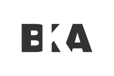 BKA logo tasarımı. İlk harf B K. Teknoloji girişimleri, danışmanlık, kurumsal markalaşma için cesur bir yazı tipi. Yaratıcı şirket adı, manşet başlıkları tipografi kimliği, moda logoti tipi. Vektör illüstrasyonu.