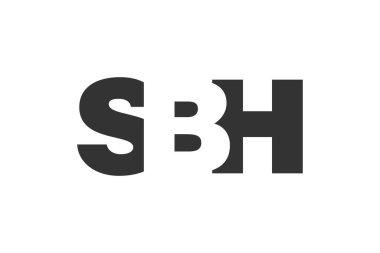 SBH logo tasarımı. İlk harf S B H kalın yazı tipi teknoloji girişimleri, danışmanlık, kurumsal markalaşma. Yaratıcı şirket adı, manşet başlıkları tipografi kimliği, moda logoti tipi. Vektör illüstrasyonu.