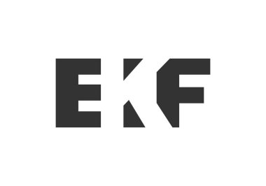 EKF logo tasarımı. İlk harf E K F kalın yazı tipi teknoloji girişimleri, danışmanlık, kurumsal markalaşma. Yaratıcı şirket adı, manşet başlıkları tipografi kimliği, moda logoti tipi. Vektör illüstrasyonu.