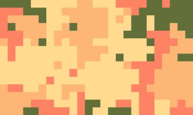 Soyut piksel sanat arkaplanı. Sıcak, dünyevi tonlar desenli, dijital kamuflaj etkisi yaratır. İnternet sitesi afişleri, teknoloji tasarımları veya modern sunumlar için mükemmel..