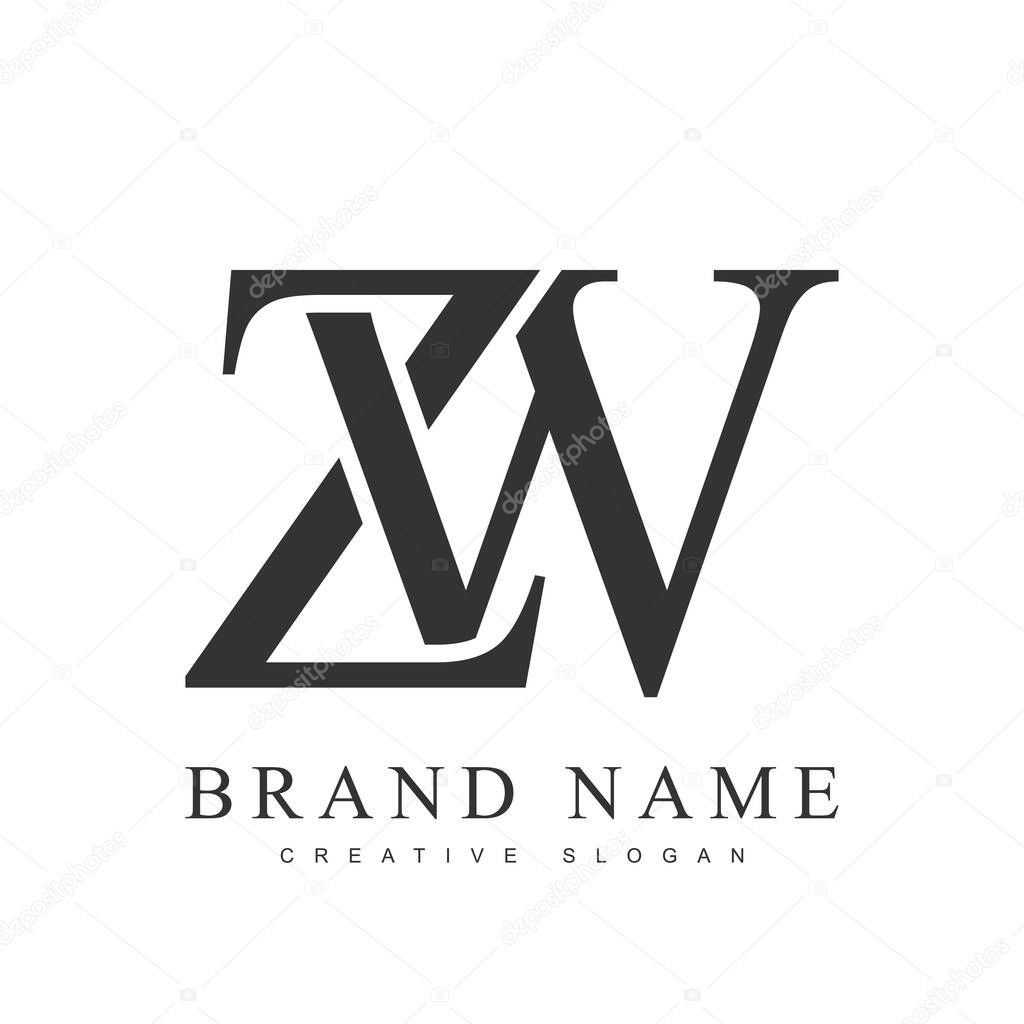 ZW trendy logotype template. Initial letter z and w classic font style. Creative logo for company name or identity. Vector illustration.