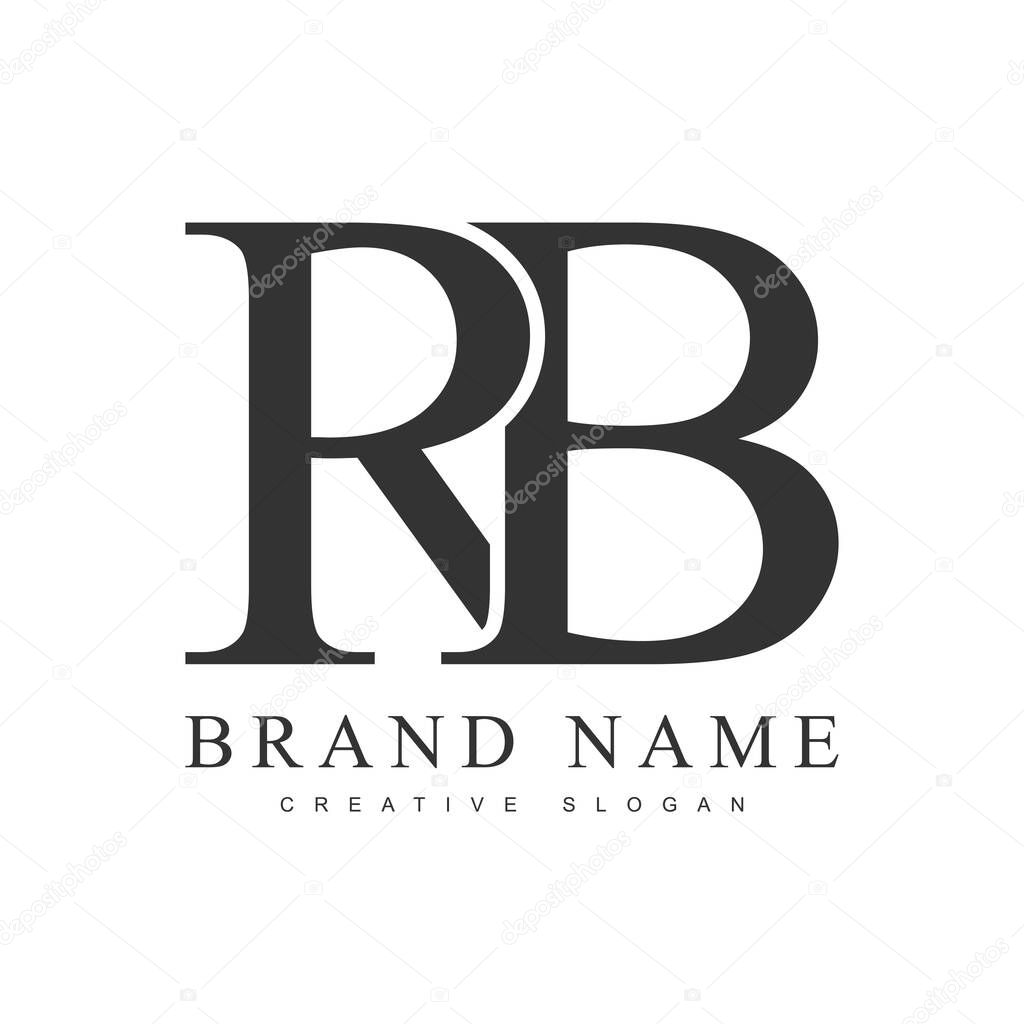 RB trendy logotype template. Initial letter r and b classic font style. Creative logo for company name or identity. Vector illustration.