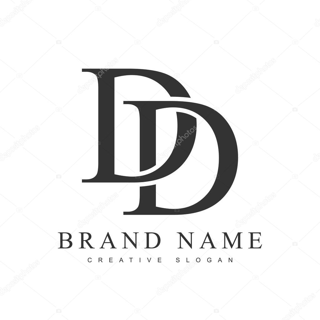 DD trendy logotype template. Initial letter d and d classic font style. Creative logo for company name or identity. Vector illustration.