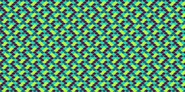 Canlı geometrik desen. Kusursuz deniz mavisi, yeşil ve mor tekrarlayan tasarım. İnternet sitesi geçmişi, tekstil ve modern markalar için ideal. Bu soyut doku enerji ve dinamizmi çağrıştırıyor..