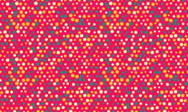 Dinamik, zigzag düzeninde renkli polka noktalarının yer aldığı canlı soyut desen. Tekstil tasarımı, web sitesi geçmişi veya oyuncu markalaşma için ideal.