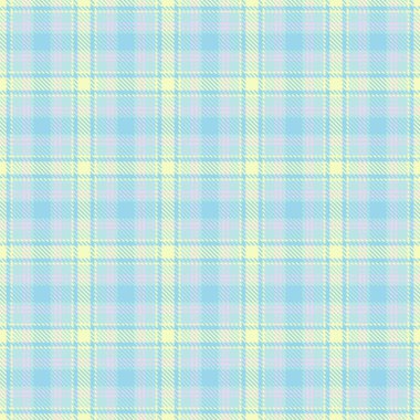 Kurdele desenli vektör dokusu, performans ekose kumaşı dikişsiz. Açık renk ve cyan renk paletinde tartan arkaplan kontrolü.