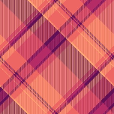 Eşit doku desen vektörü, kırsal arkaplan dokusu pürüzsüz. Moda tekstil ekoseli turuncu ve kırmızı renk paleti.