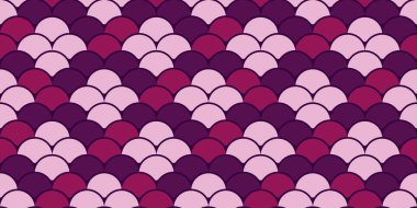 Üst üste binen soyut, pürüzsüz desen, mor ve pembe tonlarında ölçeklendirilmiş şekiller..