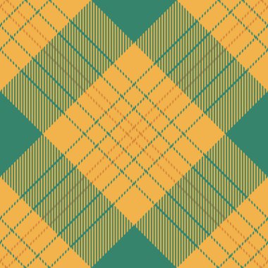Kusursuz doku kontrolü, New York ekose desenli. Kehribar ve kehribar rengi palette fikir kumaşı tartan vektörü.