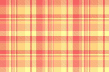 Minimalist vektör kumaşı pürüzsüz, jpg ekoseli tartan dokusu. Moda şablon kontrol arka plan tekstil sarı ve kırmızı renk paleti.