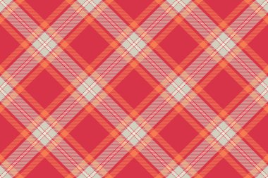 Bahçe desenli tartan kontrolü, sanat dokusu dikişsiz ekose. Banyo arkaplan vektörü kumaş kırmızı ve açık renk paleti.