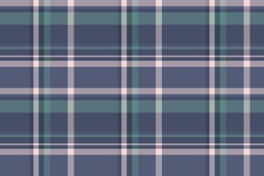Moda olmayan arka plan tartanı, İspanyol ekose kumaşı. Glen, pastel ve mavi renk paletinde vektör dokusu desenini kontrol et.