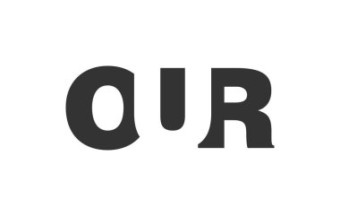 Logo tasarımımız. İlk harf O U U R kalın yazı tipi teknoloji girişimleri, danışmanlık, kurumsal markalaşma. Yaratıcı şirket adı, manşet başlıkları tipografi kimliği, moda logoti tipi. Vektör illüstrasyonu.