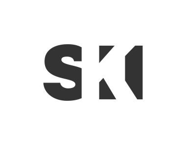 SKI logo tasarımı. İlk harf S K I kalın yazı tipi teknoloji girişimleri, danışmanlık, kurumsal markalaşma. Yaratıcı şirket adı, manşet başlıkları tipografi kimliği, moda logoti tipi. Vektör illüstrasyonu.