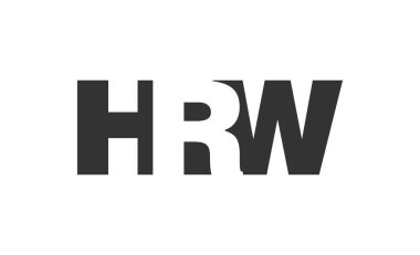 HRW logo tasarımı. İlk harf H R W kalın yazı tipi teknoloji girişimleri, danışmanlık, kurumsal markalaşma. Yaratıcı şirket adı, manşet başlıkları tipografi kimliği, moda logoti tipi. Vektör illüstrasyonu.