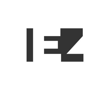 IEZ logo tasarımı. Teknoloji girişimleri, danışmanlık, kurumsal markalaşma için ilk harf I E-Z kalın yazı tipi. Yaratıcı şirket adı, manşet başlıkları tipografi kimliği, moda logoti tipi. Vektör illüstrasyonu.