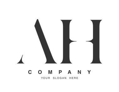 Ah logo tasarımı. İlk harf a ve h serif yazı tipi. Yaratıcı klasik şirket adı tipografi. Moda logoti ya da kimlik. Vektör illüstrasyonu.