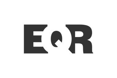 EQR logo tasarımı. Teknoloji girişimleri, danışmanlık, kurumsal markalaşma için ilk harf E Q R kalın yazı tipi. Yaratıcı şirket adı, manşet başlıkları tipografi kimliği, moda logoti tipi. Vektör illüstrasyonu.