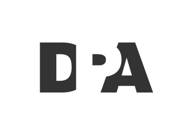 DPA logo tasarımı. İlk harf D P. Teknoloji girişimleri, danışmanlık, kurumsal markalaşma için cesur bir yazı tipi. Yaratıcı şirket adı, manşet başlıkları tipografi kimliği, moda logoti tipi. Vektör illüstrasyonu.