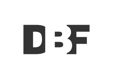 DBF logo tasarımı. İlk harf D B F kalın yazı tipi teknoloji girişimleri, danışmanlık, kurumsal markalaşma. Yaratıcı şirket adı, manşet başlıkları tipografi kimliği, moda logoti tipi. Vektör illüstrasyonu.