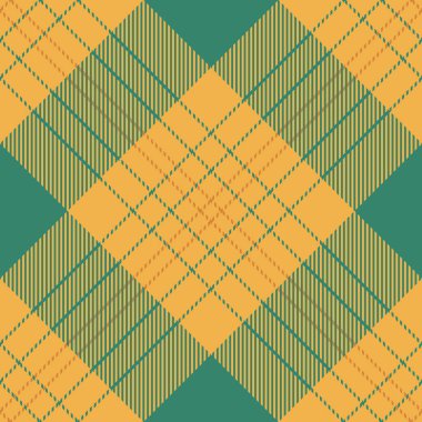 Kusursuz doku kontrolü, New York ekose desenli. Kehribar ve kehribar rengi palette fikir kumaşı tartan vektörü.