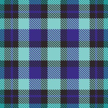 Canlı deniz mavisi, mor ve siyah ekose desenli. Tekstil tasarımı, moda, web sitesi geçmişi ya da cesur, geometrik dokuya ihtiyaç duyan her proje için mükemmel..