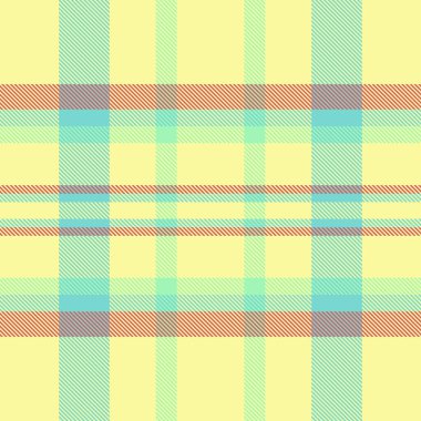 Nostalji dokusu pürüzsüz desen, tuhaf tekstil arka plan vektörü. Saten ekose kumaş kontrol sarı ve gök mavisi palet.