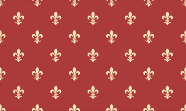 Zengin bir bordo arka planda zarif fleurdelis deseni. Lüks tasarımlar, davetiyeler ya da internet siteleri için mükemmel. Bu klasik tekrarlama motifi kraliyet ve sofistike.