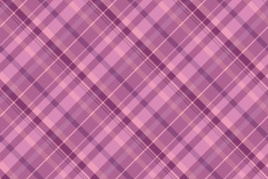 1940 'ların doku kontrolü kalıpları, romantik tartan tekstil geçmişi. İzleme vektörü kumaş ekoseli pembe ve kırmızı renk paletinde pürüzsüz.