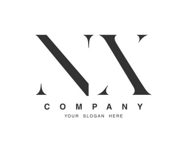 NX logo tasarımı. İlk harf n ve x serif yazı tipi. Yaratıcı klasik şirket adı tipografi. Moda logoti ya da kimlik. Vektör illüstrasyonu.