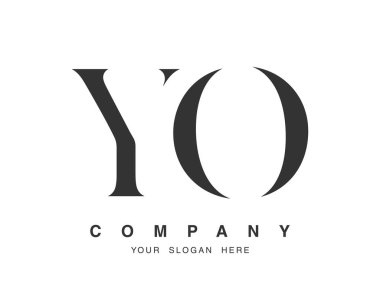 Logo tasarımı. Baş harf y ve o serif yazı tipi. Yaratıcı klasik şirket adı tipografi. Moda logoti ya da kimlik. Vektör illüstrasyonu.