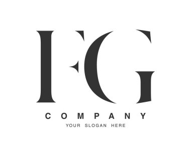 FG logo tasarımı. İlk harf f f f ve g serif yazı tipi. Yaratıcı klasik şirket adı tipografi. Moda logoti ya da kimlik. Vektör illüstrasyonu.