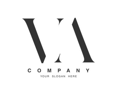 VA logo tasarımı. İlk harf v v ve serif yazı tipi. Yaratıcı klasik şirket adı tipografi. Moda logoti ya da kimlik. Vektör illüstrasyonu.