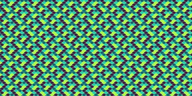 Canlı geometrik desen. Kusursuz deniz mavisi, yeşil ve mor tekrarlayan tasarım. İnternet sitesi geçmişi, tekstil ve modern markalar için ideal. Bu soyut doku enerji ve dinamizmi çağrıştırıyor..