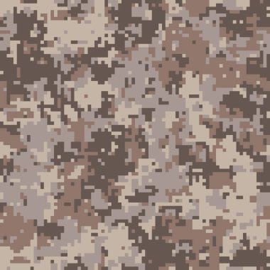 Soyut dijital kamuflaj modeli. Topraksı tonlar arka plan, moda veya askeri temalı projeler için kusursuz bir doku oluşturur..