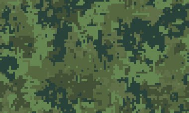 Soyut dijital kamuflaj modeli. Geçmişler, dokular veya askeri temalı tasarımlar için mükemmel. Pikselleştirilmiş yeşil ve kahverengi tonlar gizlenme ve gizem duygusu yaratır..