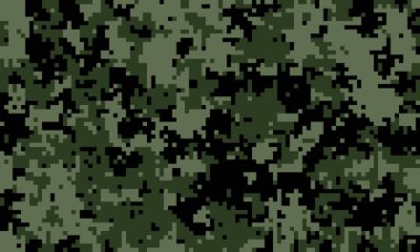Soyut dijital kamuflaj deseni koyu yeşil ve siyah. Geçmişler, tekstil ya da askeri temalı tasarımlar için ideal. Çeşitli uygulamalar için modern, pikselleştirilmiş bir doku sunar.