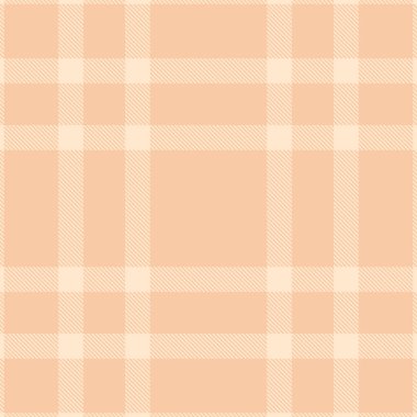 Yemek odası arka planı pürüzsüz tekstil, rahat vektör ekose kumaş. Beyaz badem ve turuncu renk paletinde kalite desen kontrol tartanı.
