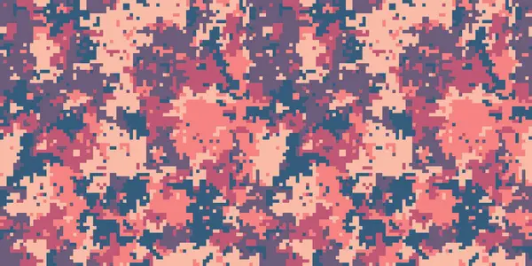 Soyut pembe ve mor pikselli kamuflaj deseni. Moda, tekstil tasarımı veya askeri temalı arka planlar için mükemmel..