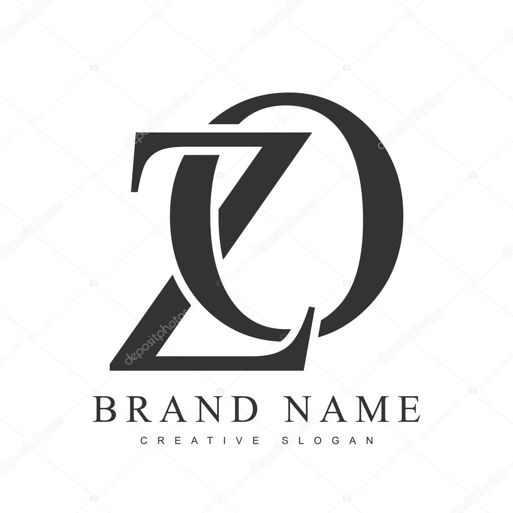 ZO trendy logotype template. Initial letter z and o classic font style. Creative logo for company name or identity. Vector illustration.