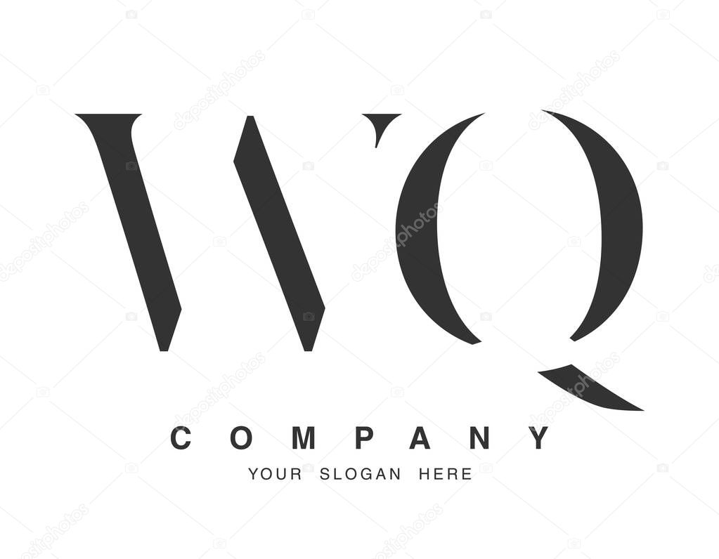 WQ logo design. Initial letter w and q serif font style. Creative classic company name typography. Trendy logotype or identity. Vector illustration.