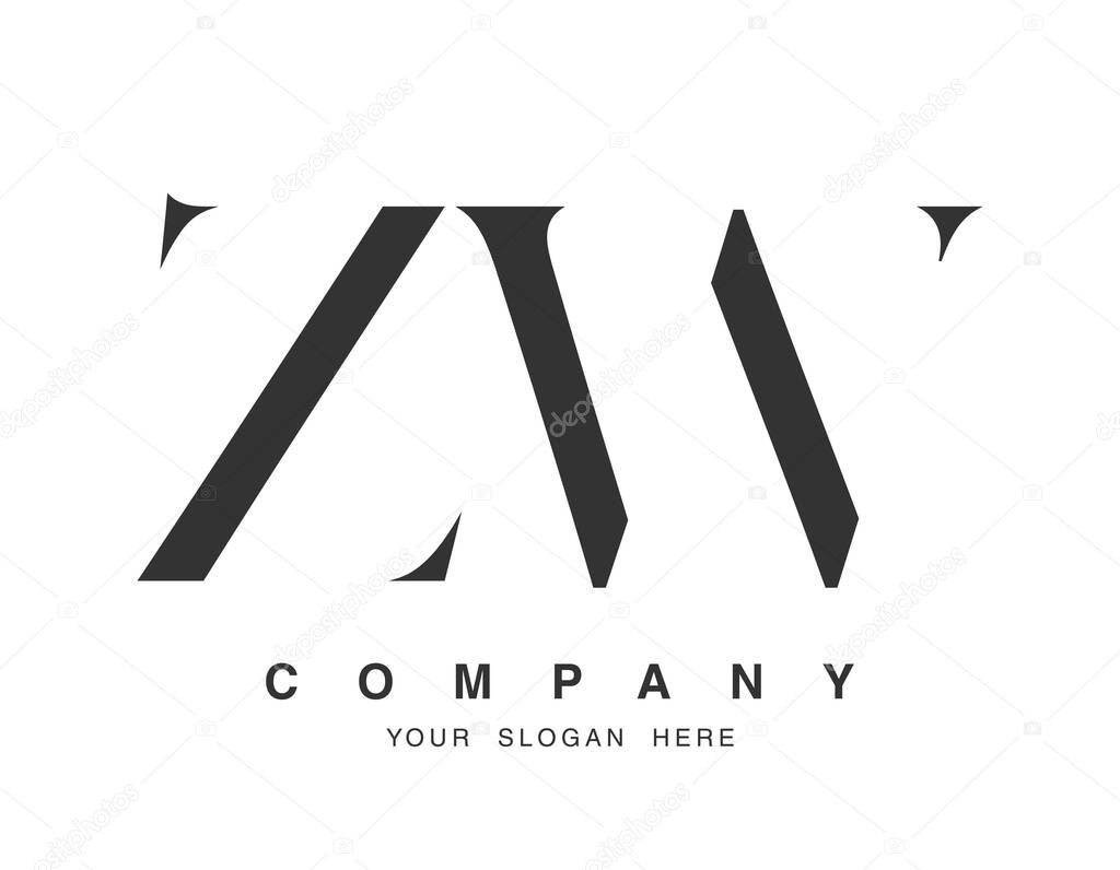 ZW logo design. Initial letter z and w serif font style. Creative classic company name typography. Trendy logotype or identity. Vector illustration.