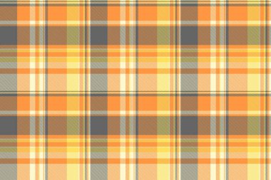 Tişört dokusu pürüzsüz arka plan, törensel vektör desenli tartan. Afrika kumaş ekoseli turuncu ve limon şifon rengi paleti.