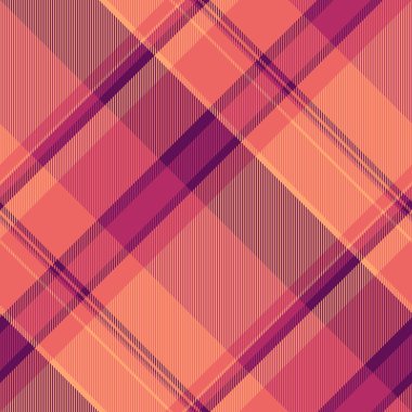 Eşit doku desen vektörü, kırsal arkaplan dokusu pürüzsüz. Moda tekstil ekoseli turuncu ve kırmızı renk paleti.