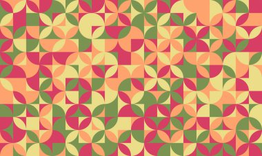 Canlı geometrik desen sessiz sonbahar renklerinin büyüleyici bir karışımını içeriyor. Bu kusursuz tasarım sıcaklık ve uyumu çağrıştırıyor, arka planlar, tekstil veya web sitesi tasarımları için ideal..